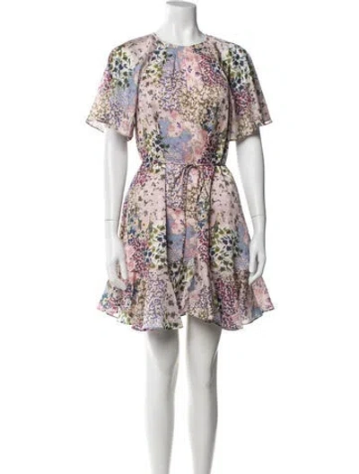 Pre-owned Ted Baker Floral Print Mini Dress In Pink