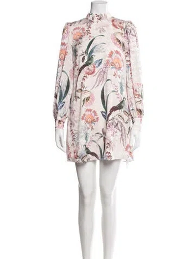 Pre-owned Ted Baker Floral Print Mini Dress In Pink