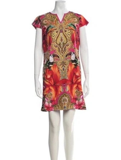 Pre-owned Ted Baker Floral Print Mini Dress In Pink