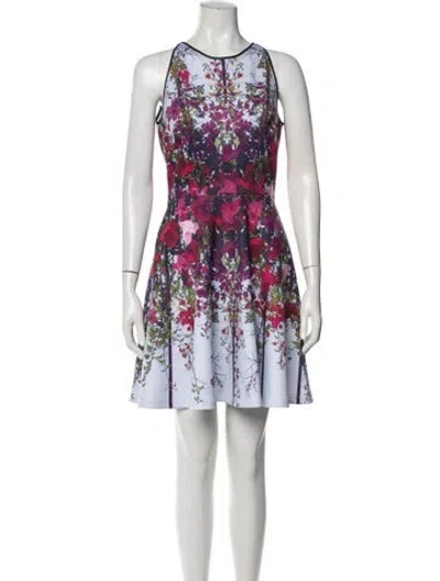 Pre-owned Ted Baker Floral Print Mini Dress In Pink