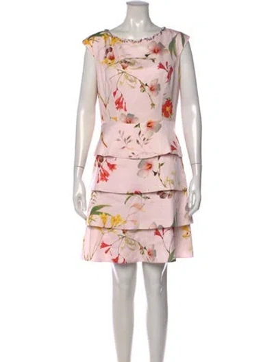 Pre-owned Ted Baker Floral Print Mini Dress In Pink