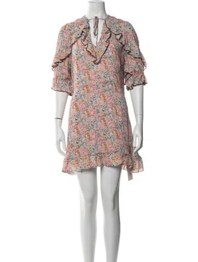Pre-owned Ted Baker Floral Print Mini Dress In Pink