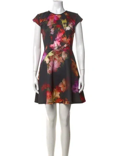 Pre-owned Ted Baker Floral Print Mini Dress In Pink