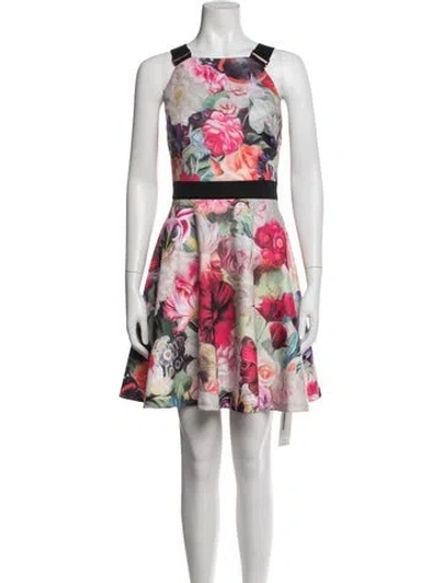 Pre-owned Ted Baker Floral Print Mini Dress In Pink
