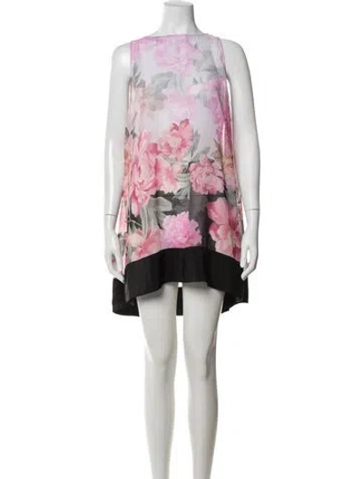 Pre-owned Ted Baker Floral Print Mini Dress In Pink