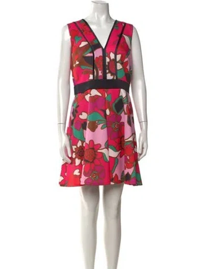 Pre-owned Ted Baker Floral Print Mini Dress In Pink