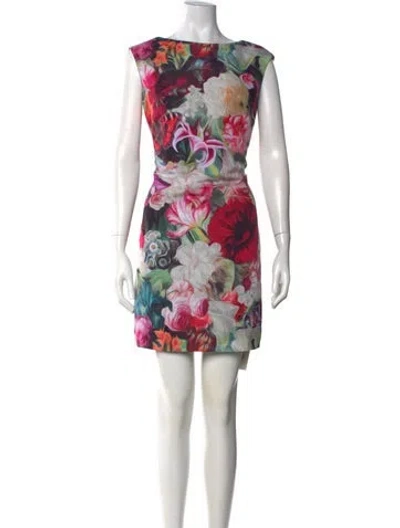 Pre-owned Ted Baker Floral Print Mini Dress In Pink