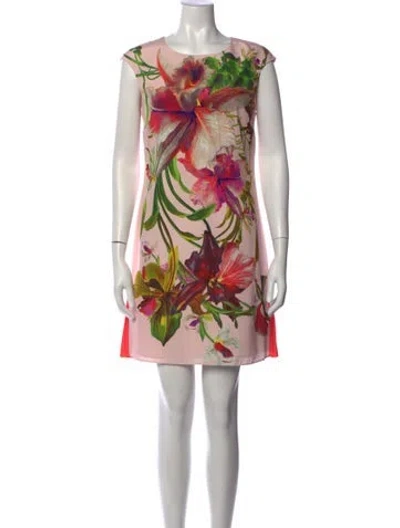 Pre-owned Ted Baker Floral Print Mini Dress In Pink