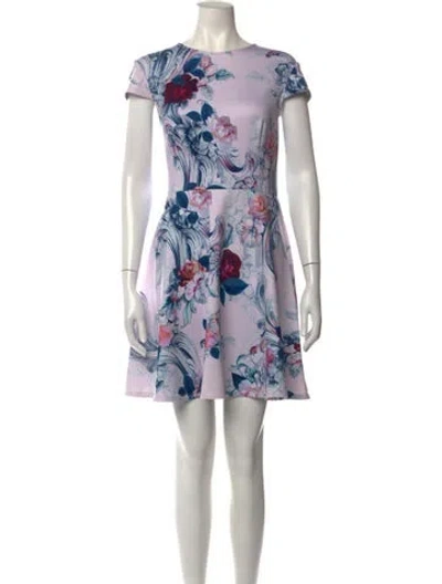 Pre-owned Ted Baker Floral Print Mini Dress In Pink