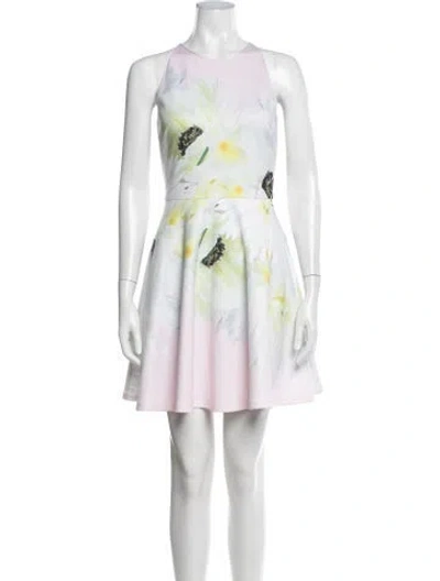 Pre-owned Ted Baker Floral Print Mini Dress In Pink