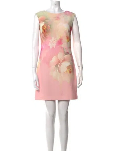 Pre-owned Ted Baker Floral Print Mini Dress In Pink