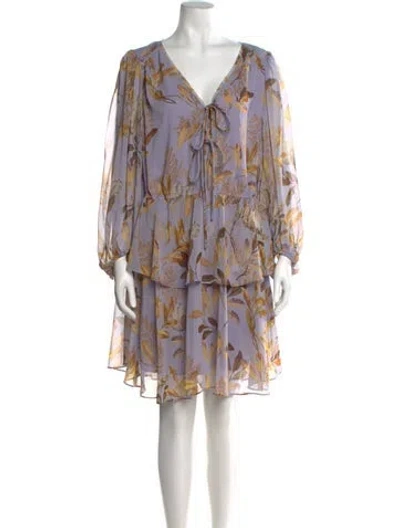 Pre-owned Ted Baker Floral Print Mini Dress In Purple