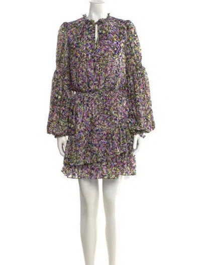 Pre-owned Ted Baker Floral Print Mini Dress In Purple