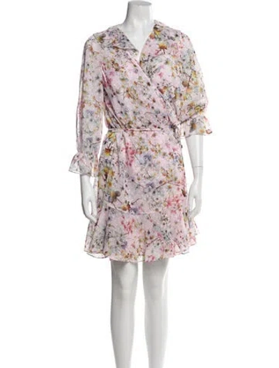 Pre-owned Ted Baker Floral Print Mini Dress In Purple