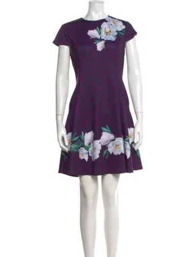 Pre-owned Ted Baker Floral Print Mini Dress In Purple