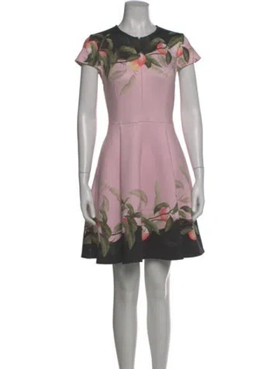 Pre-owned Ted Baker Floral Print Mini Dress In Purple