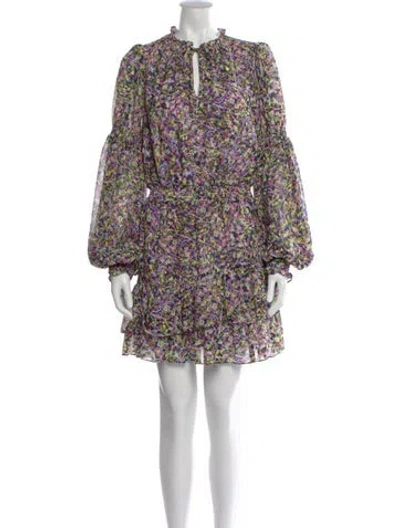 Pre-owned Ted Baker Floral Print Mini Dress In Purple