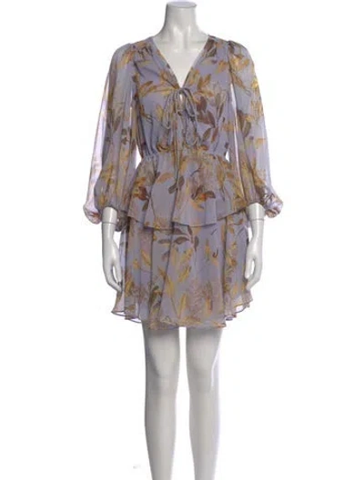Pre-owned Ted Baker Floral Print Mini Dress In Purple