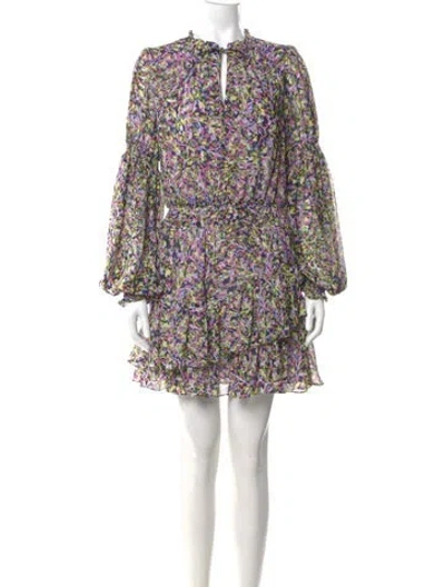 Pre-owned Ted Baker Floral Print Mini Dress In Purple