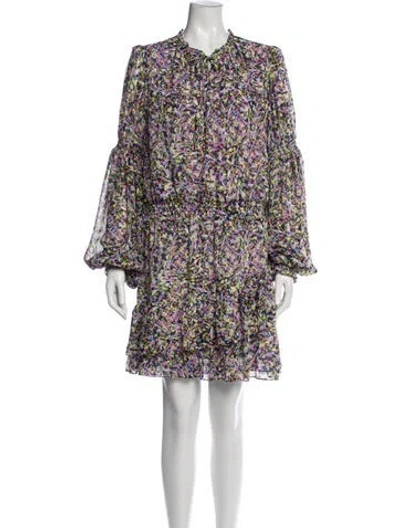 Pre-owned Ted Baker Floral Print Mini Dress In Purple
