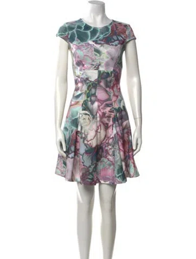Pre-owned Ted Baker Floral Print Mini Dress In Purple