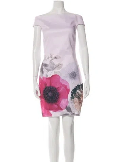 Pre-owned Ted Baker Floral Print Mini Dress In Purple