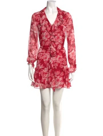 Pre-owned Ted Baker Floral Print Mini Dress In Red