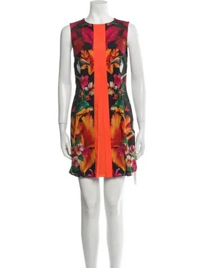 Pre-owned Ted Baker Floral Print Mini Dress In Red