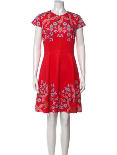 Pre-owned Ted Baker Floral Print Mini Dress In Red