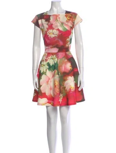 Pre-owned Ted Baker Floral Print Mini Dress In Red