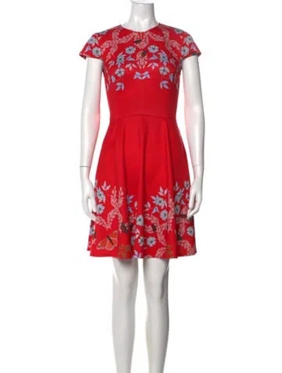 Pre-owned Ted Baker Floral Print Mini Dress In Red