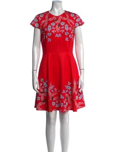 Pre-owned Ted Baker Floral Print Mini Dress In Red