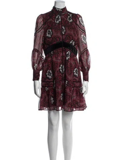Pre-owned Ted Baker Floral Print Mini Dress In Red