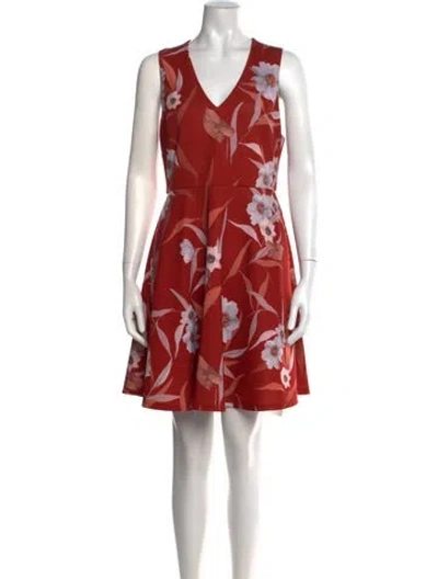 Pre-owned Ted Baker Floral Print Mini Dress In Red