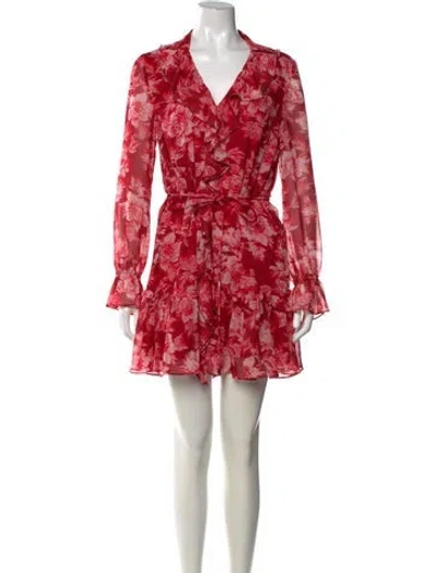 Pre-owned Ted Baker Floral Print Mini Dress In Red