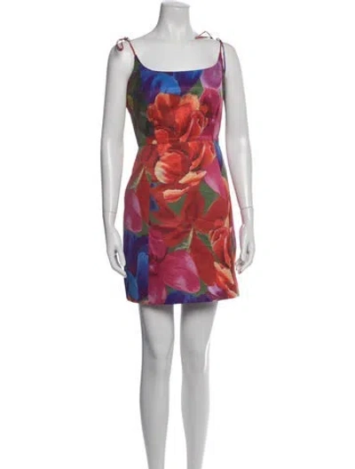Pre-owned Ted Baker Floral Print Mini Dress In Red