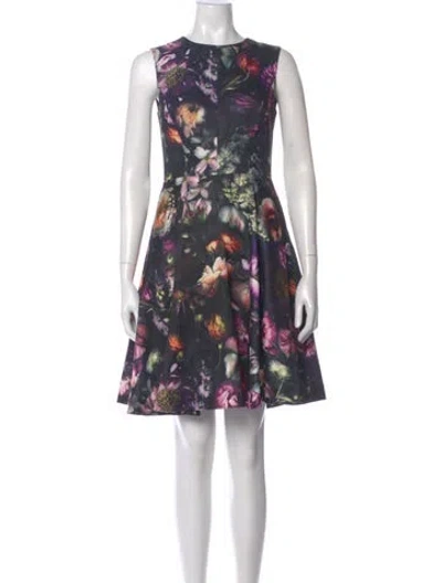 Pre-owned Ted Baker Floral Print Mini Dress W/ Tags In Black