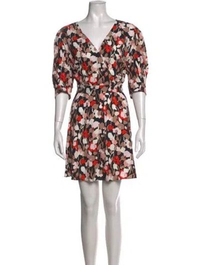 Pre-owned Ted Baker Floral Print Mini Dress W/ Tags In Black