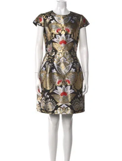 Pre-owned Ted Baker Floral Print Mini Dress W/ Tags In Black/metallic