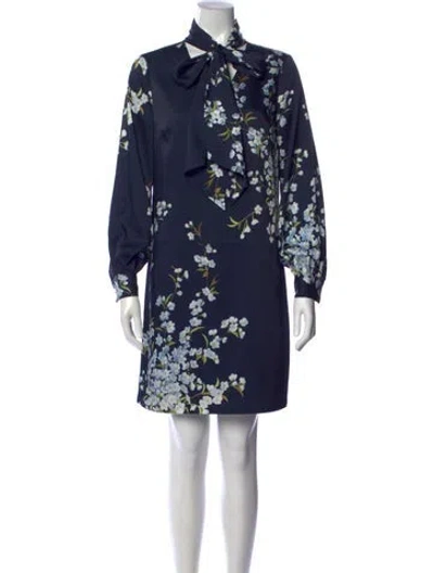 Pre-owned Ted Baker Floral Print Mini Dress W/ Tags In Blue