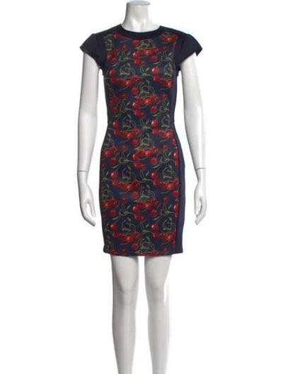 Pre-owned Ted Baker Floral Print Mini Dress W/ Tags In Blue