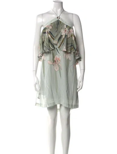 Pre-owned Ted Baker Floral Print Mini Dress W/ Tags In Blue