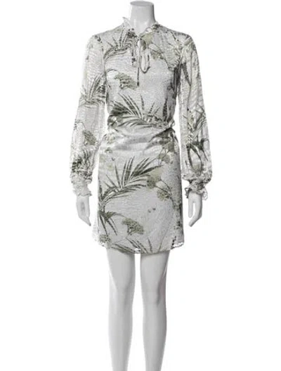 Pre-owned Ted Baker Floral Print Mini Dress W/ Tags In Green