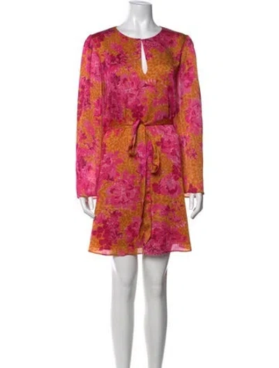Pre-owned Ted Baker Floral Print Mini Dress W/ Tags In Orange