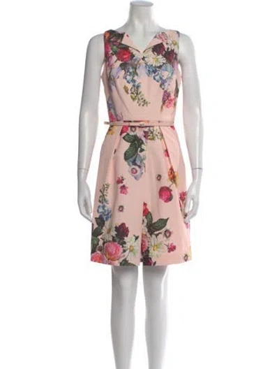 Pre-owned Ted Baker Floral Print Mini Dress W/ Tags In Pink