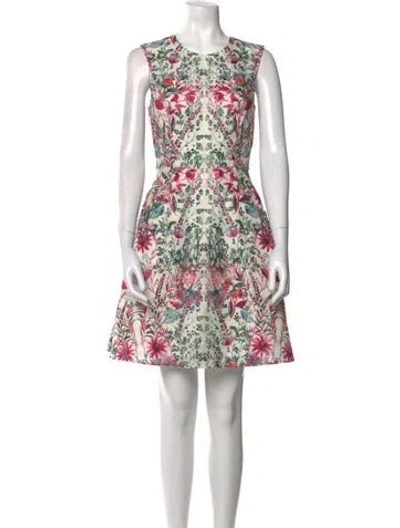 Pre-owned Ted Baker Floral Print Mini Dress In White