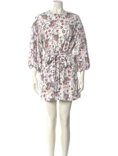 Pre-owned Ted Baker Floral Print Mini Dress In White