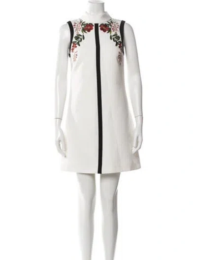 Pre-owned Ted Baker Floral Print Mini Dress In White