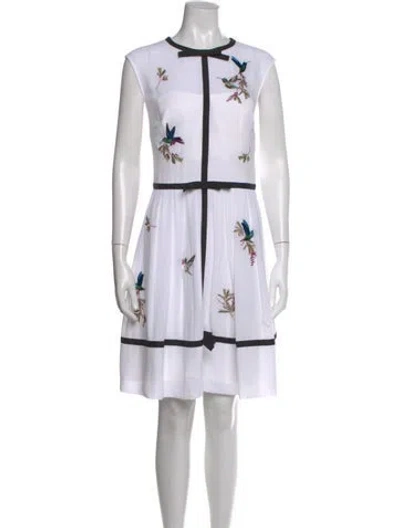 Pre-owned Ted Baker Floral Print Mini Dress In White