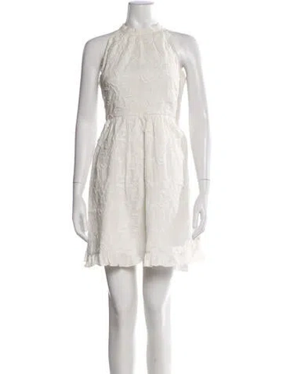Pre-owned Ted Baker Floral Print Mini Dress In White